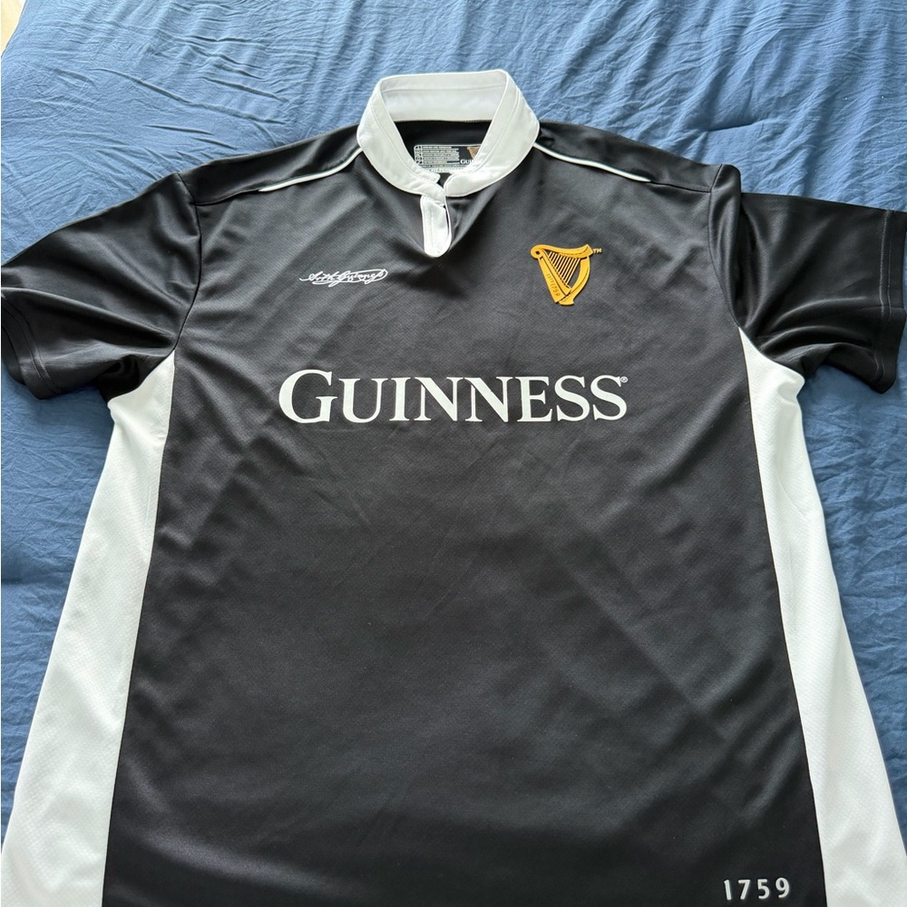 Guinness Black and White Jersey with Gold Logo